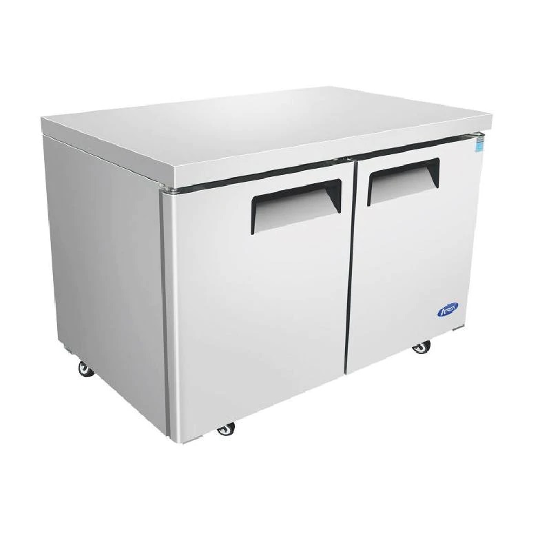 Mesa refrigerada de acero inoxidable con ruedas