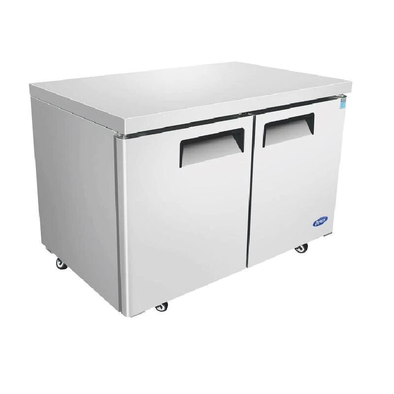 Mesa refrigerada de acero inoxidable con ruedas