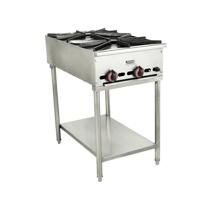 Estufa industrial acero inoxidable con dos quemadores.