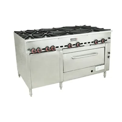 Estufa industrial de acero inoxidable con horno grande.