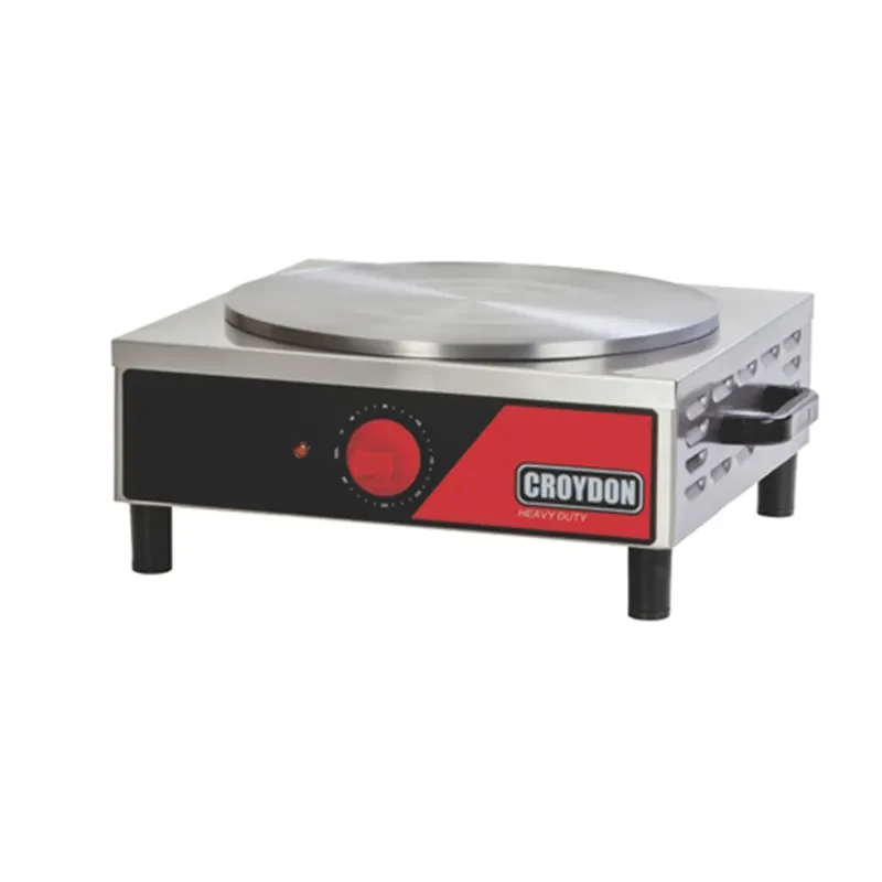 Crepera eléctrica industrial Croydon, placa de acero inoxidable.