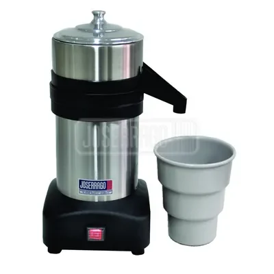 Exprimidor industrial de jugos con vaso blanco