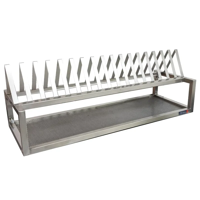 Escurridor de platos de acero inoxidable.