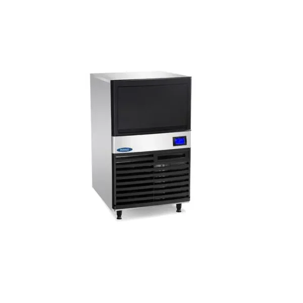 Máquina de hielo comercial de acero inoxidable, pantalla digital.