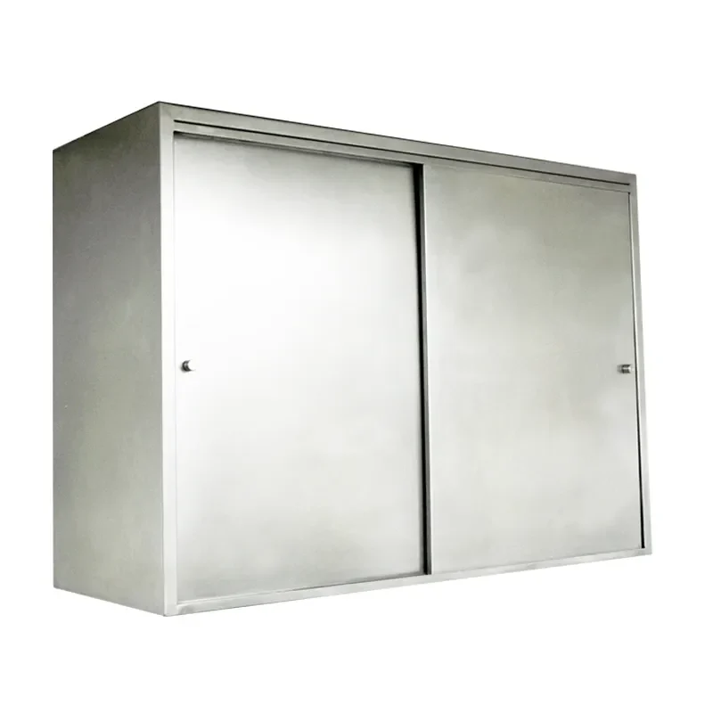 Armario metálico con puertas corredizas, color plateado