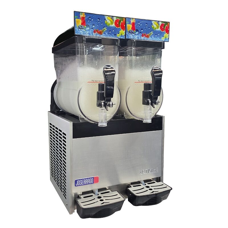 Máquina de granizados doble en acero inoxidable.