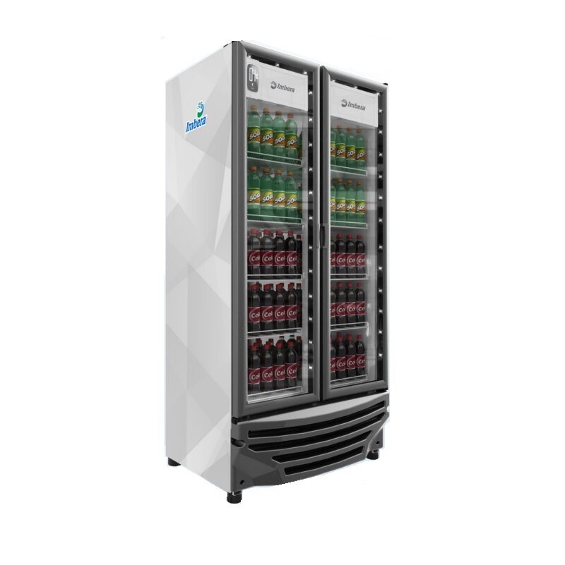 Refrigerador doble exhibidor con bebidas Imbera.