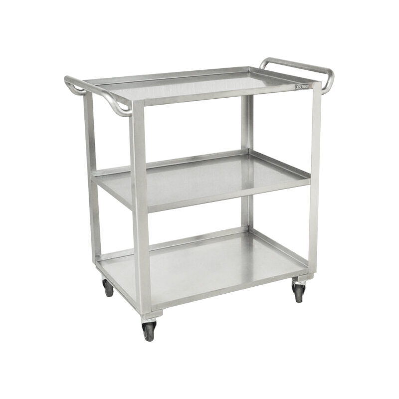 Carro metálico de servicio con ruedas y estantes