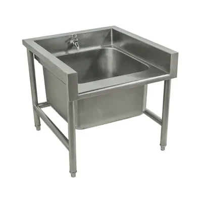 Lavaplatos industrial de acero inoxidable, cuadrado.
