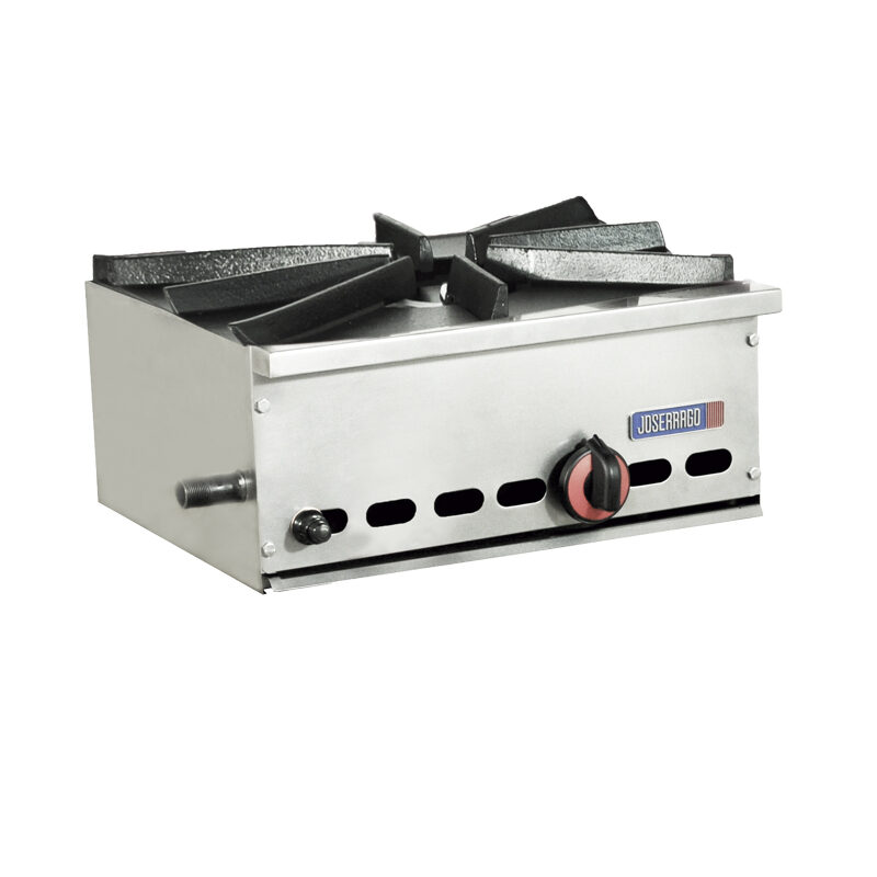 Estufa industrial a gas de acero inoxidable.