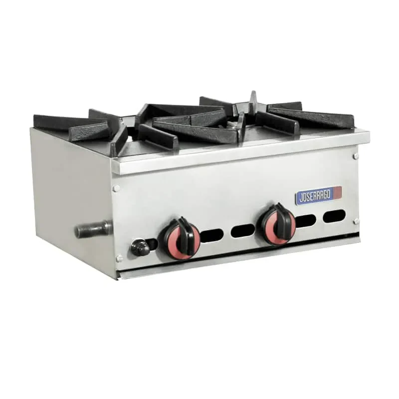 Estufa de mesa industrial con dos quemadores.