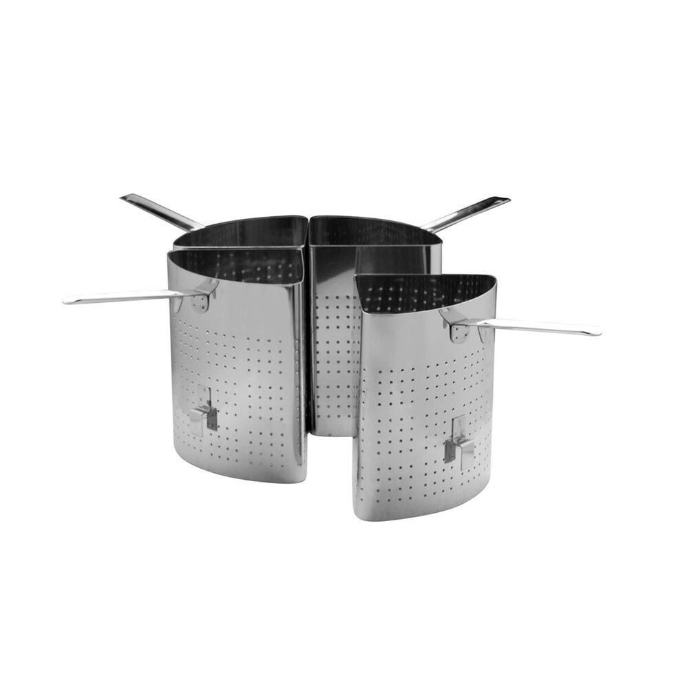 Cestas de acero inoxidable para cocinar pasta.