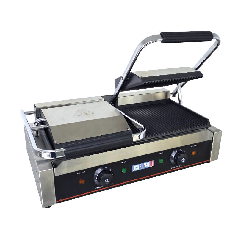 Parrilla eléctrica de contacto para cocina profesional.