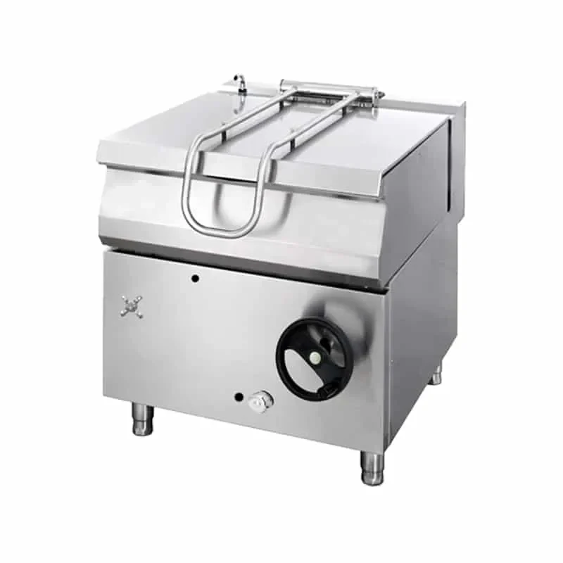 Rostizador basculante industrial de acero inoxidable.