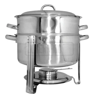 Chafing dish de acero inoxidable para eventos.