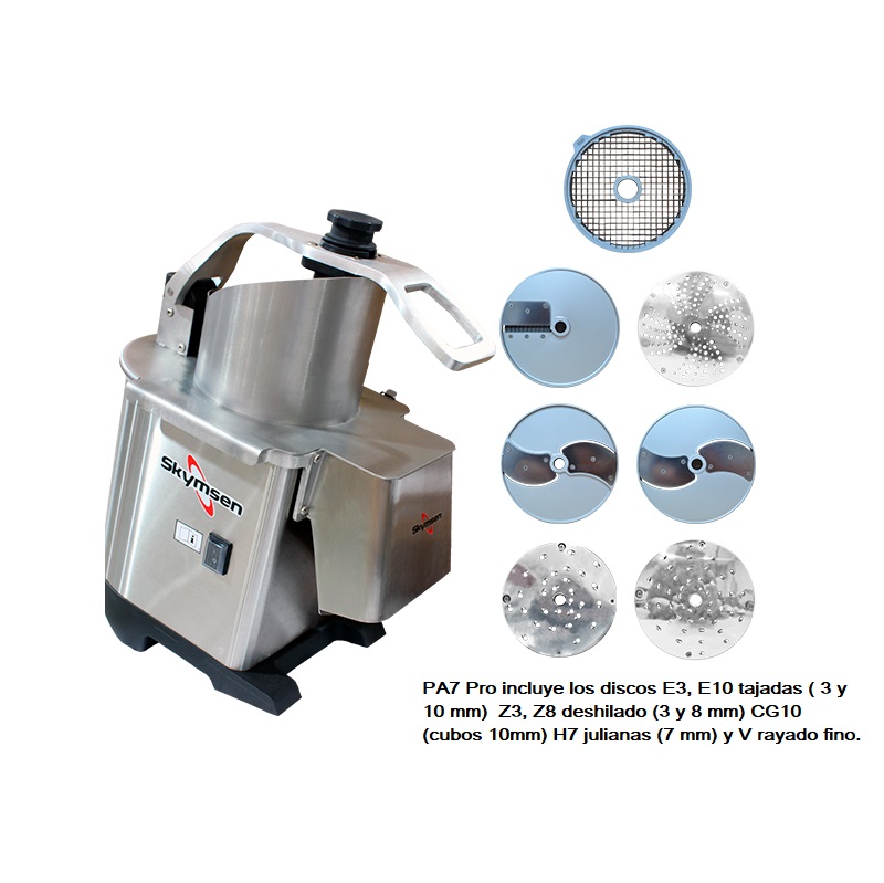 Cortadora de alimentos Skymen con discos intercambiables.